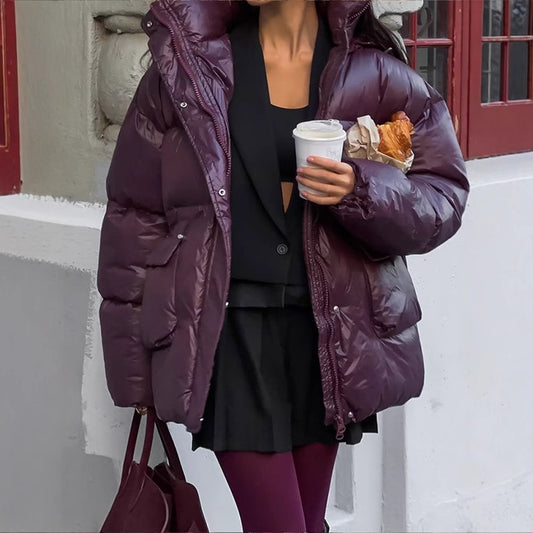 Dames Doudoune Oversized avec design matelassé visible et col montant Chic und Stil