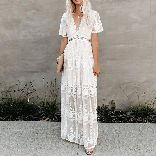 Robe maxi brodée élégante pour femmes Chic und Stil