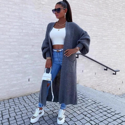 Dames carte tricot décontractée avec décolleté en V profond et poches généreuses Chic und Stil