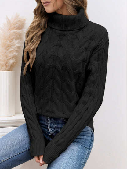 Pull en tricot pour femmes avec col montant et motif en câble Chic und Stil