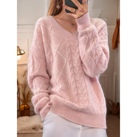 Dames Pull en tricot élégant avec motif torsadé détaillé Chic und Stil