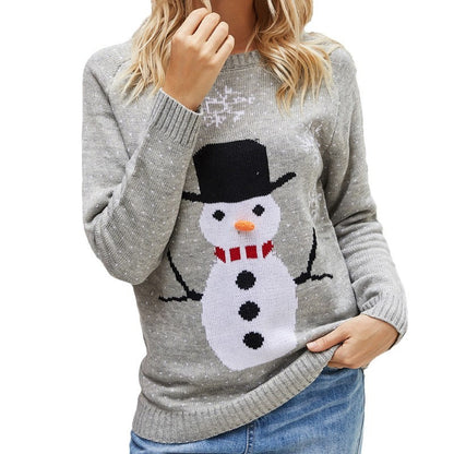 Pull en tricot de Noël pour femmes avec motif de bonhomme de neige vivant et design festif Chic und Stil