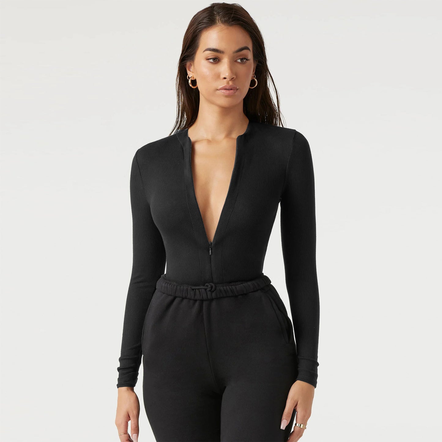 Body à manches longues pour femmes avec fermeture éclair Chic und Stil