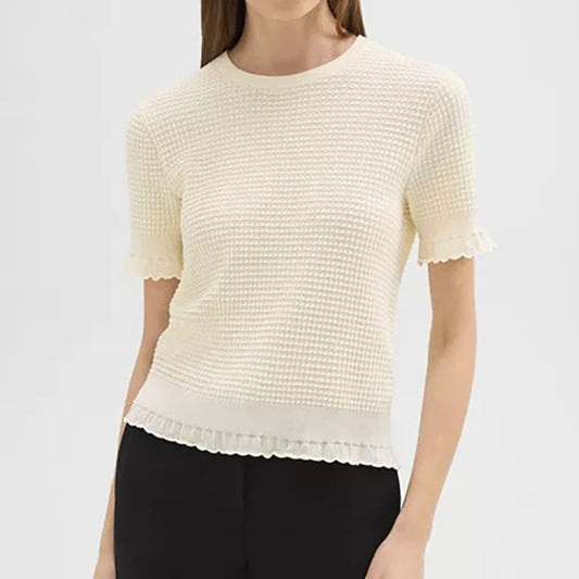 Haut à manches courtes en tricot texturé Chic und Stil pour femmes