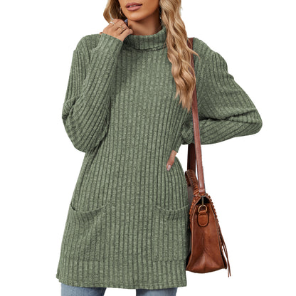 Pull en tricot surdimensionné pour femmes avec col montant et poches pratiques Chic und Stil