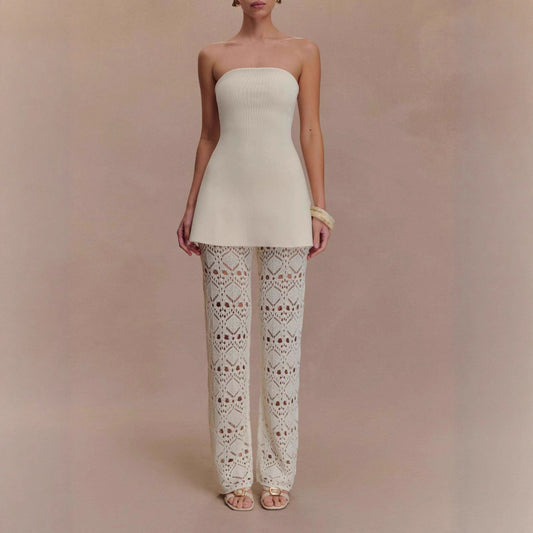 Dames élégant haut avec un pantalon en crochet léger Chic und Stil