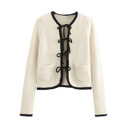 Dames élégante cardigan avec une belle ceinture à nouer Chic und Stil