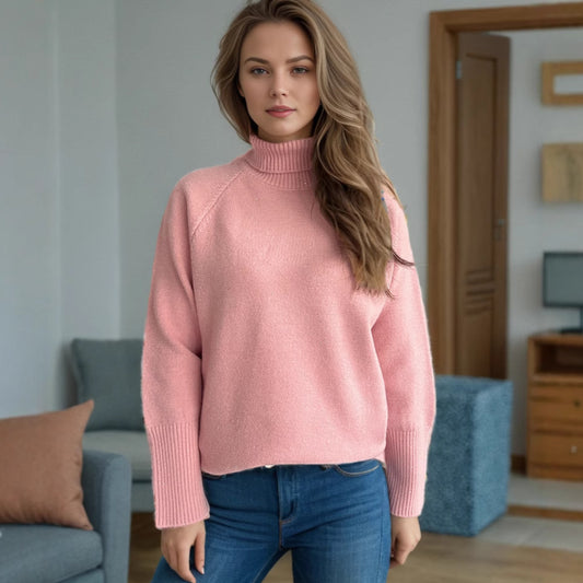 Pull-over à col roulé pour femmes avec design texturé et accents scintillants Chic und Stil