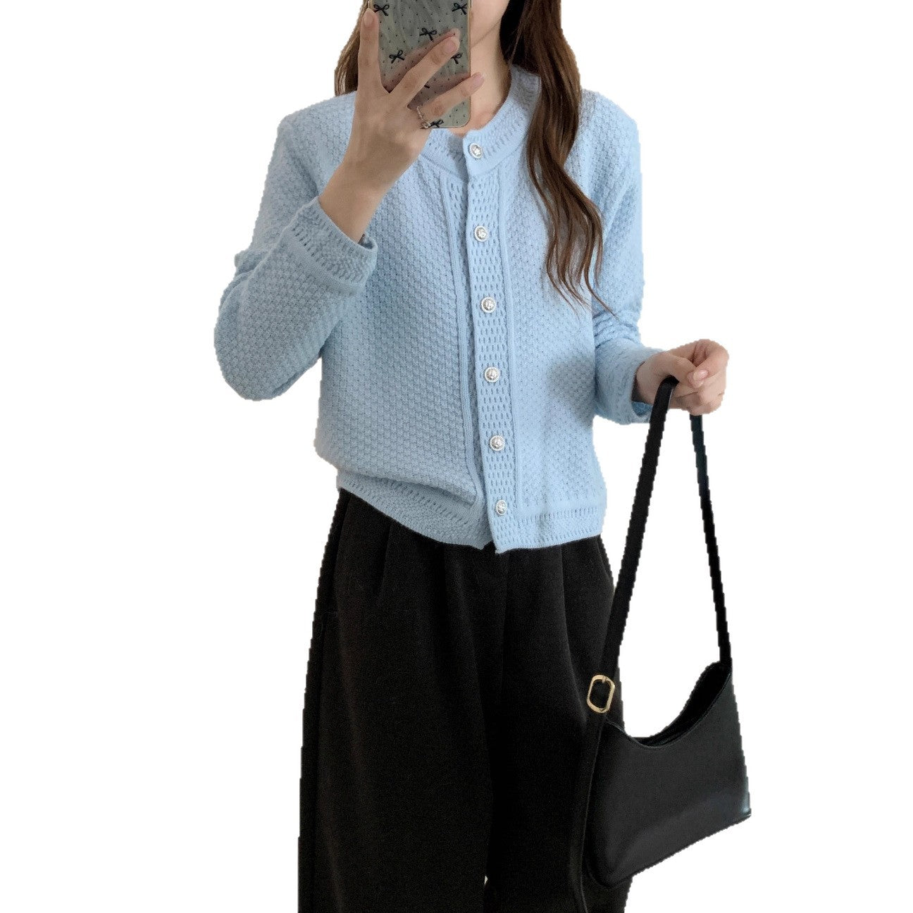 Dame cardigan en tricot avec motif texturé et boutons de haute qualité Chic und Stil