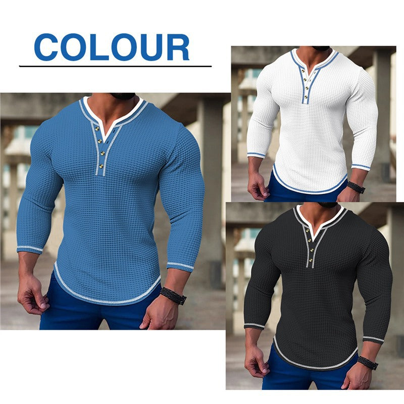 Chemise Henley à manches longues pour homme avec design texturé et patte de boutonnage Chic und Stil