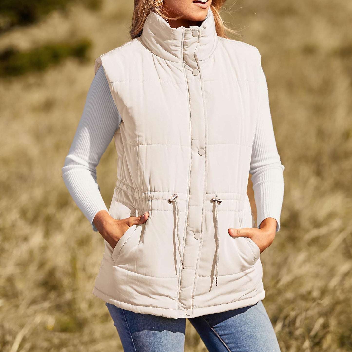 Dames doudoune sans manches avec col haut et poches zippées pratiques Chic und Still