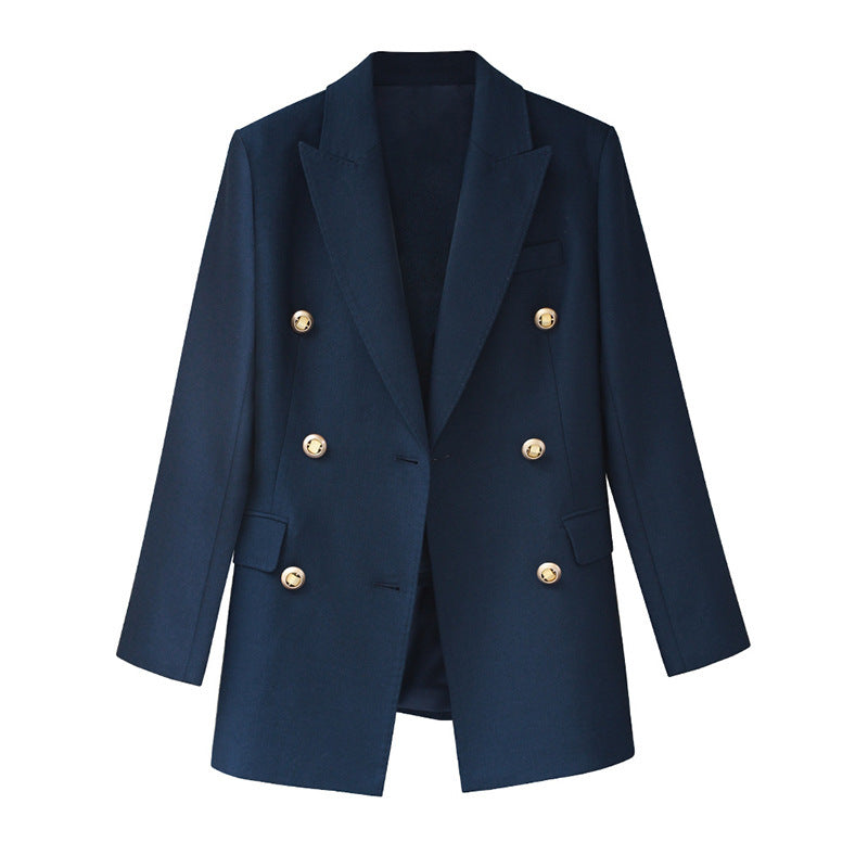 Blazer pour femme à double boutonnage avec détails dorés Chic und Stil