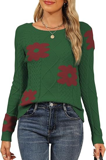 Dames Grand motif floral pull en tricot Chic und Stil