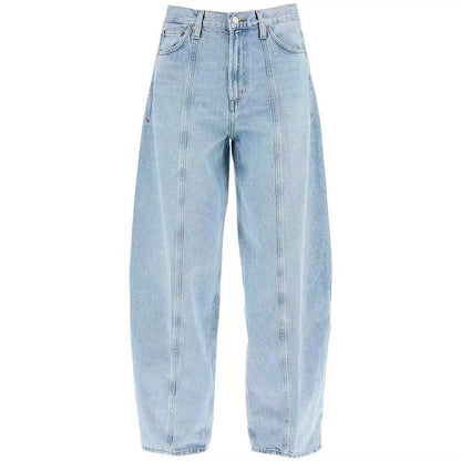 Ladies high-waisted wide denim pants with side pockets and modern details Chic and Style