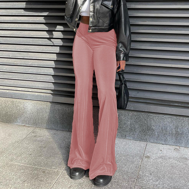 Elegant high-waisted flared pants for women in smooth material Chic and Style