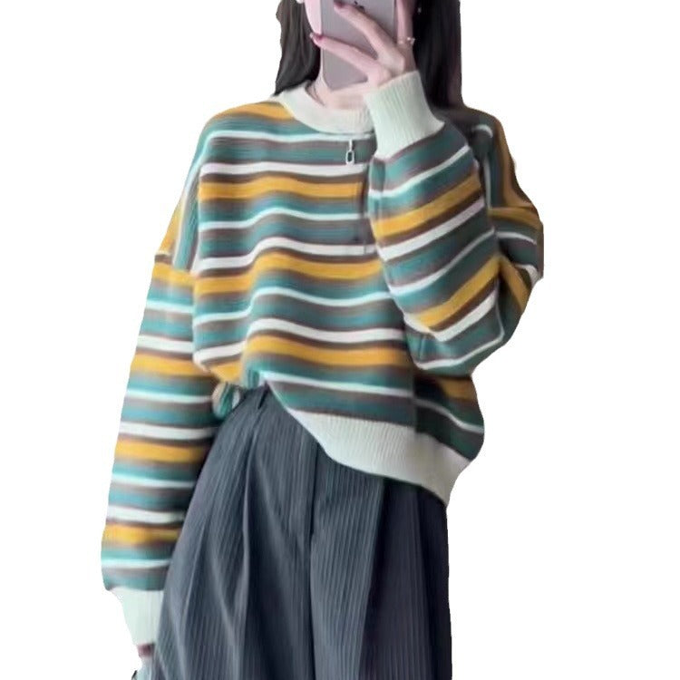 Pull en maille rayé pour femme avec une coupe ample et des détails modernes Chic und Stil