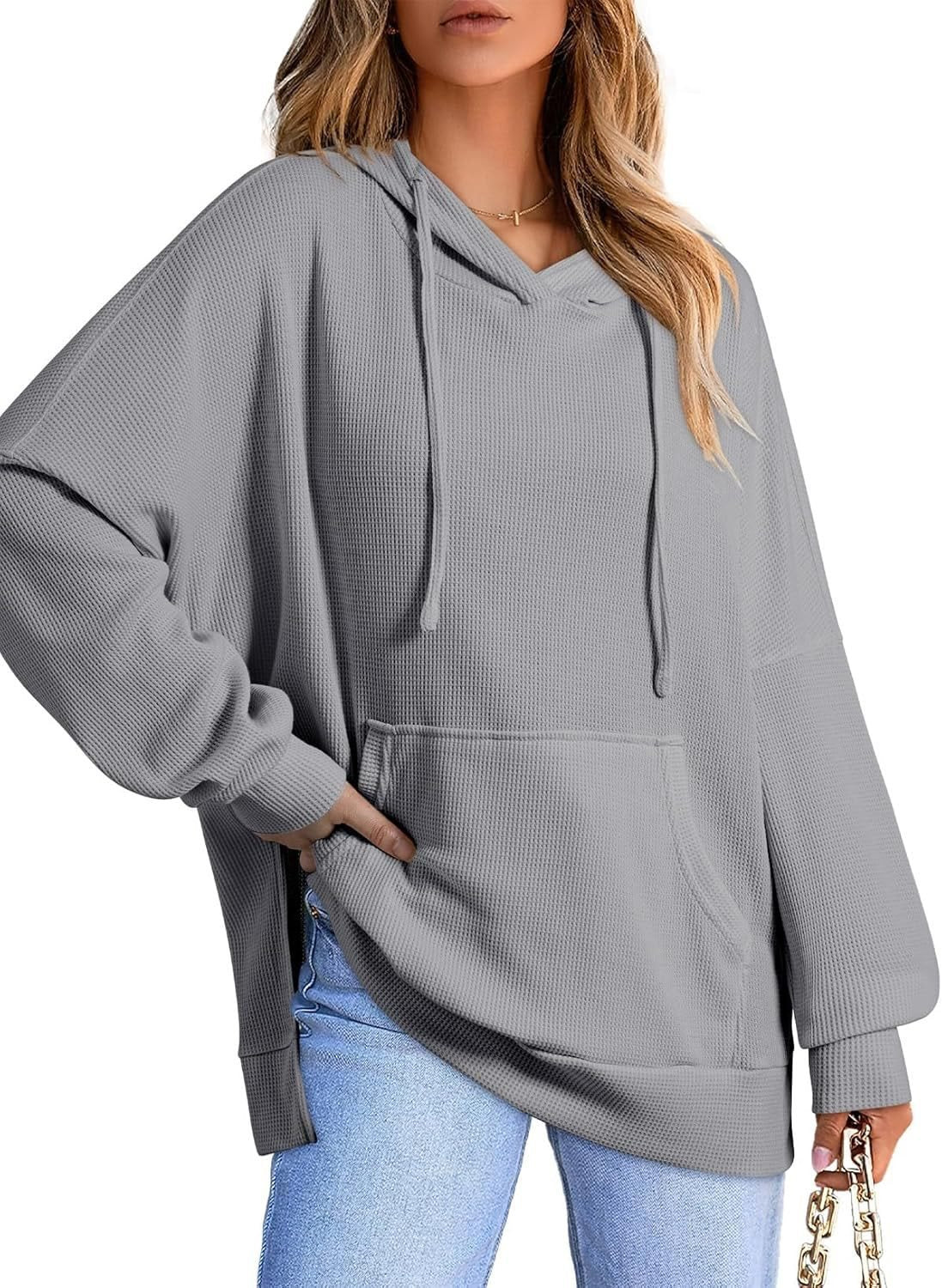 Pull à capuche surdimensionné pour femmes en piqué gaufré Chic und Stil