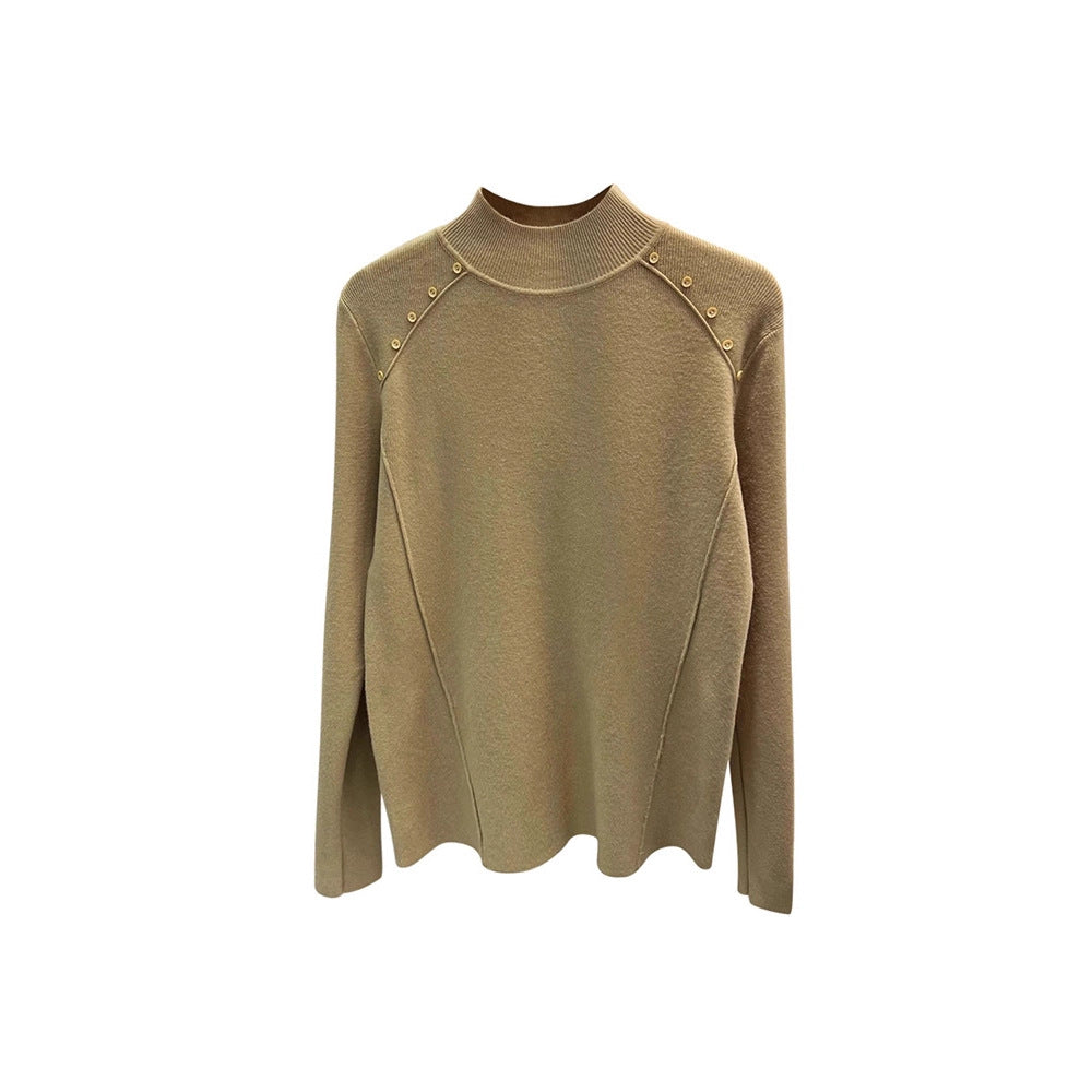Pull élégant pour femmes avec détails de boutons et col haut Chic und Stil