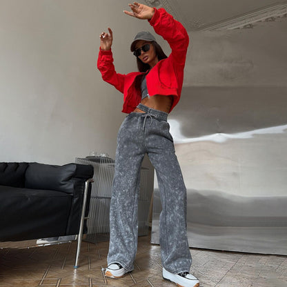 Casual women's pants with high waist and elastic Chic und Stil