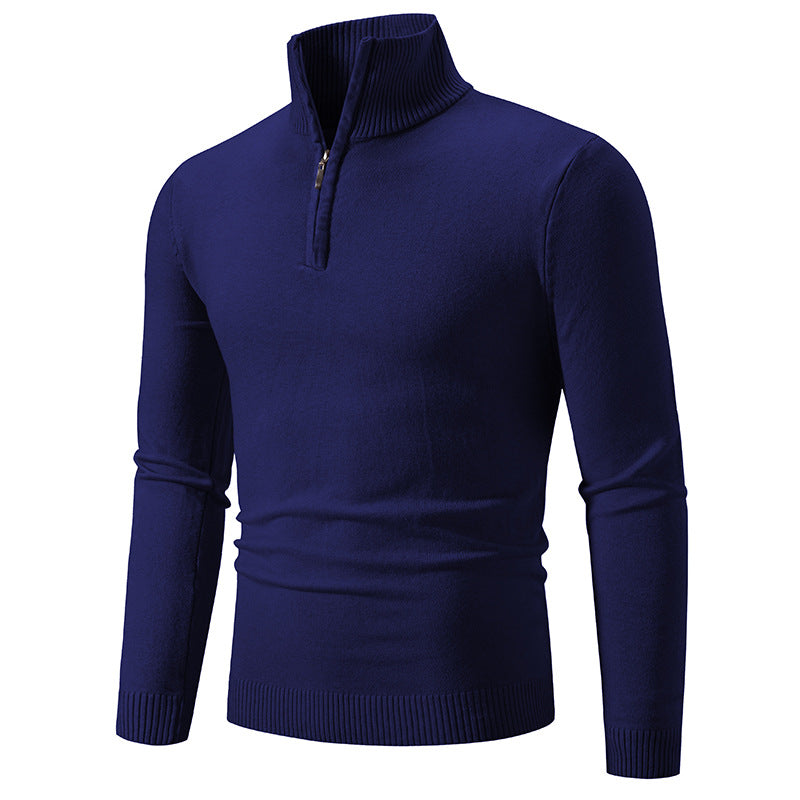 Knitted pullover for men with high collar and zipper Chic und Stil