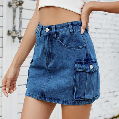 Robe en denim pour femmes avec poches cargo pratiques et taille haute Chic und Stil