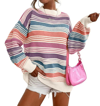 Pull-over oversized rayé pour femmes avec encolure ronde et coupe décontractée Chic und Stil