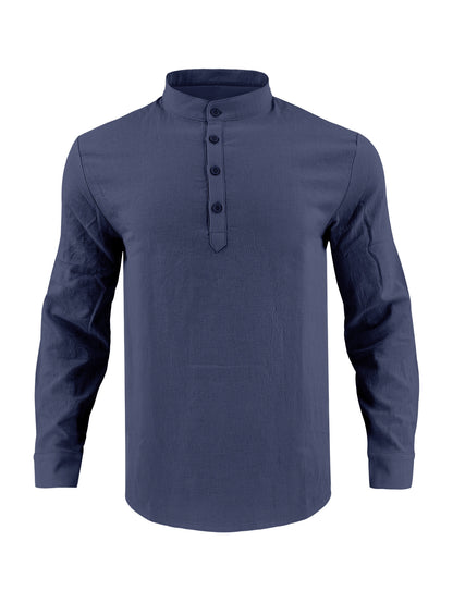 Chemise élégante pour hommes à manches longues avec col montant à la mode et surface texturée Chic und Stil