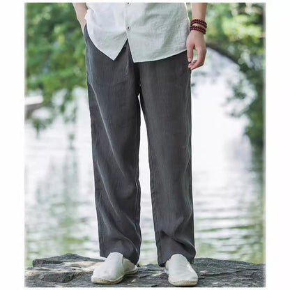 Casual linen pants for men with elastic waist and practical side pockets Chic and Style