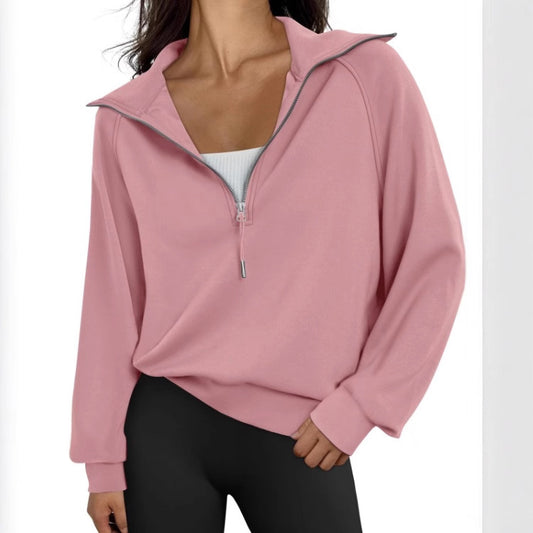 Pull-over décontracté pour dames avec col montant et zip Chic und Stil
