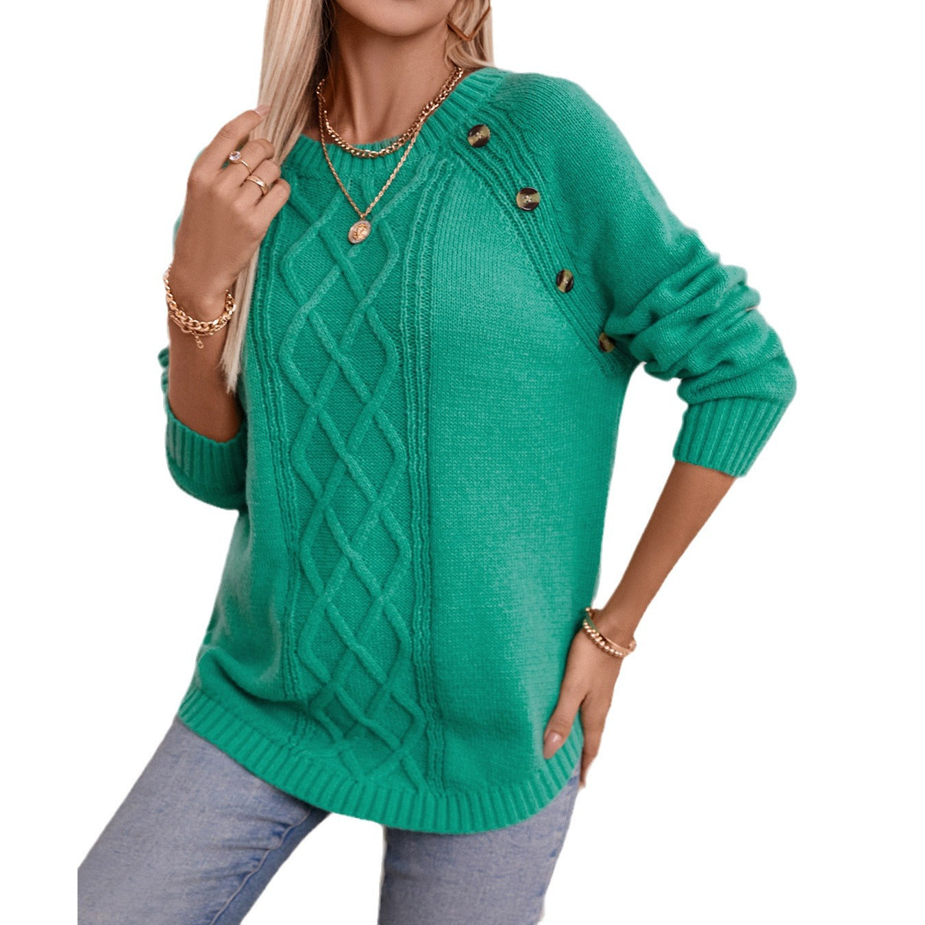 Pull en tricot pour femmes avec motif en relief décoratif et détails de boutons Chic und Stil