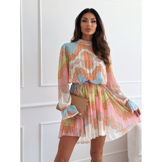 Femmes Robe Mini Plissée Élégante Chic und Stil