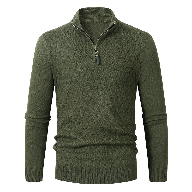 Pull en tricot pour hommes avec col montant et fermeture éclair Chic und Stil