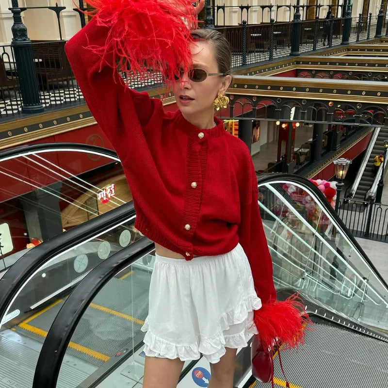 Dames Chic Gilet avec manches à plumes Chic und Stil