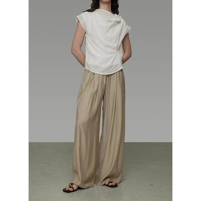 Elegant casual cut blouse set for women and wide fluid pants Chic und Stil