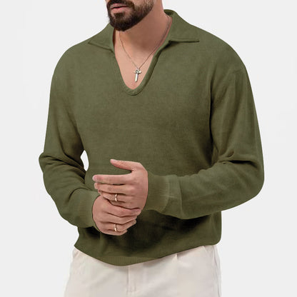 Pull pour homme à col en V tendance en matière tricot respirante Chic und Stil