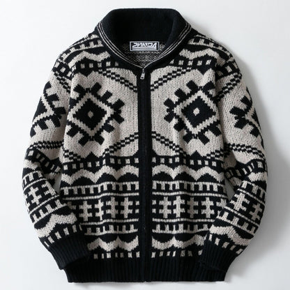 Chic and Style geometric pattern design knit jacket for men