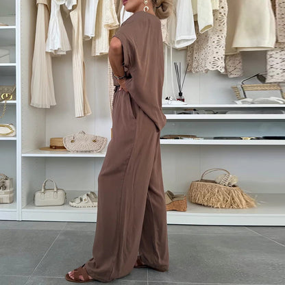 Dames combinaison décontractée à jambe large et tirage à la taille Chic und Stil