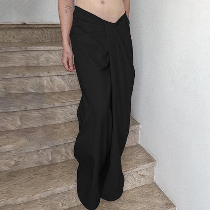 Dames Élégant Pantalon Palazzo Taille Haute Plissé Chic und Stil