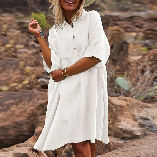 Dames Coupe décontractée Robe en lin polyvalente Chic und Stil