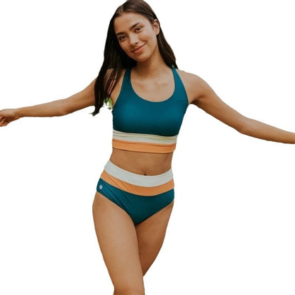 Maillot de bain taille haute color-block pour femmes Chic und Stil