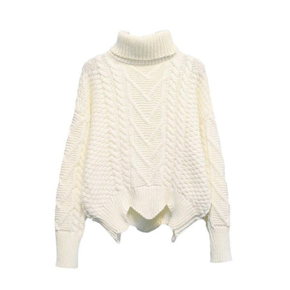 Pull-over en maille épaisse pour femmes avec col montant et motif en torsades Chic und Stil