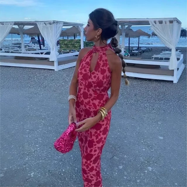 Robe maxi femme au design floral avec décolleté arrière élégant Chic und Stil