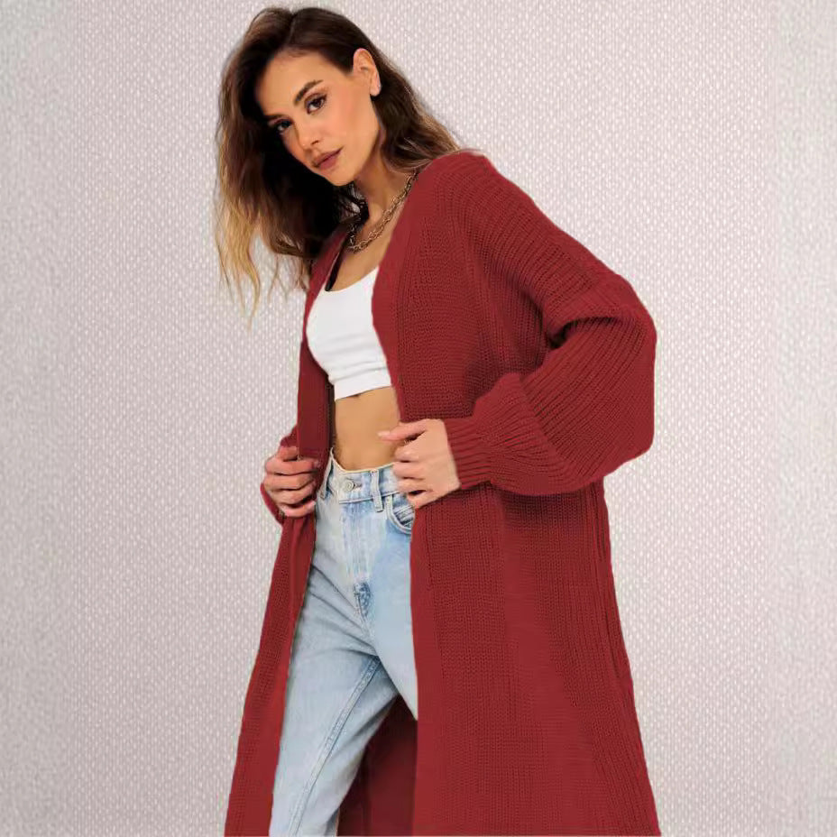Dames Grand cardigan en tricot à manches longues et devant ouvert Chic und Stil