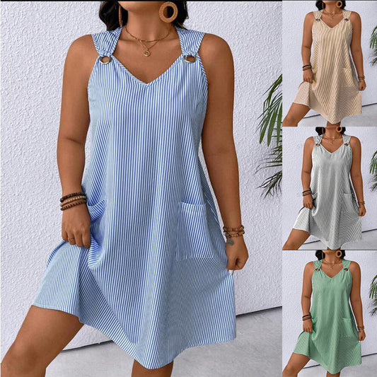 Robe décontractée pour femmes avec décolleté en V et poches pratiques Chic und Stil