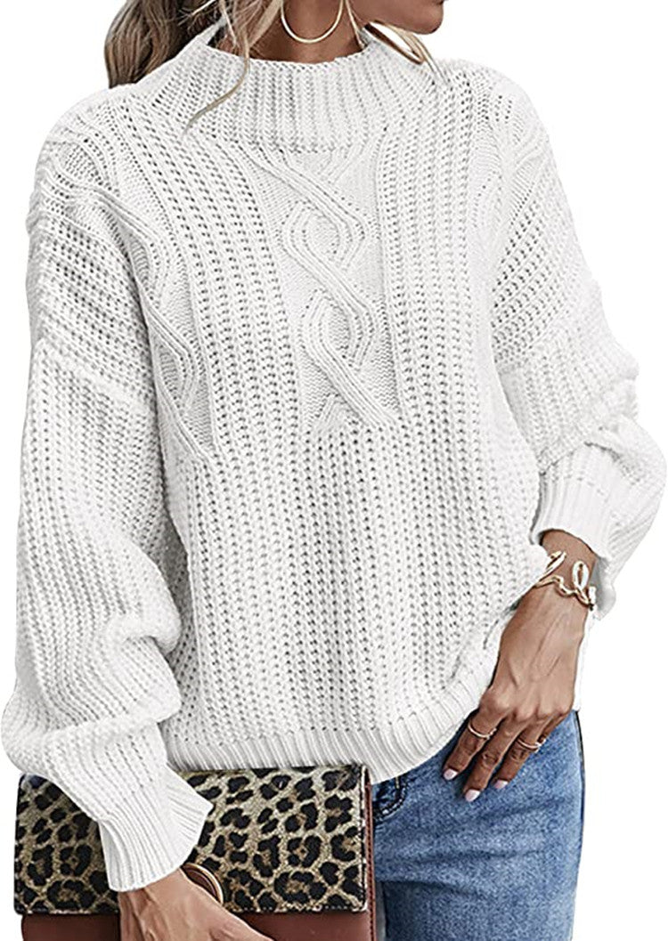 Pull en grosse maille pour femmes avec col haut et motif en relief décoratif Chic und Still