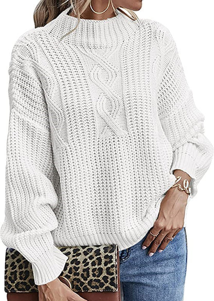 Pull en grosse maille pour femmes avec col haut et motif en relief décoratif Chic und Still