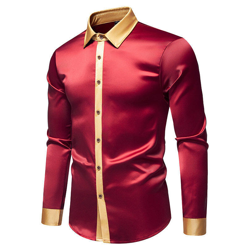 Chemise à manches longues pour hommes avec col satiné et accents modernes Chic und Stil