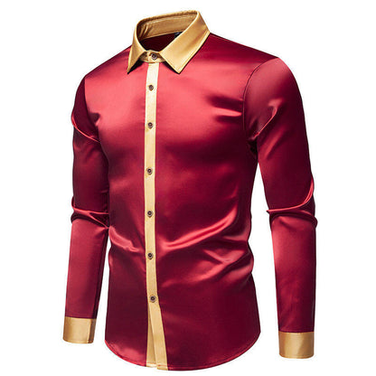 Chemise à manches longues pour hommes avec col satiné et accents modernes Chic und Stil