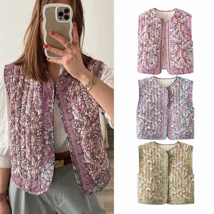 Dames gilet matelassé avec design floral Chic und Stil