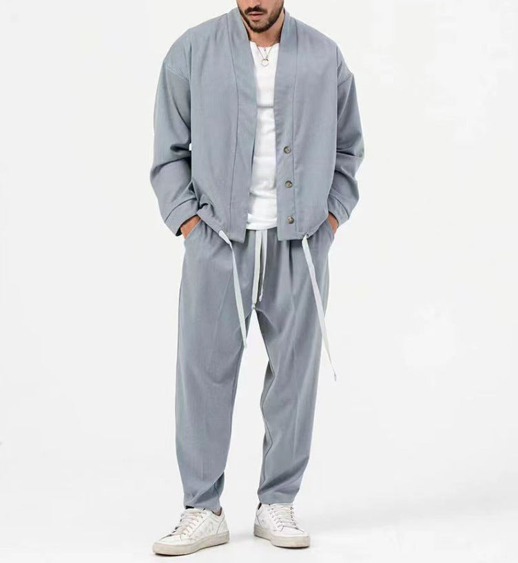 Men's stylish lightweight shirt jacket and casual pants Chic and Style